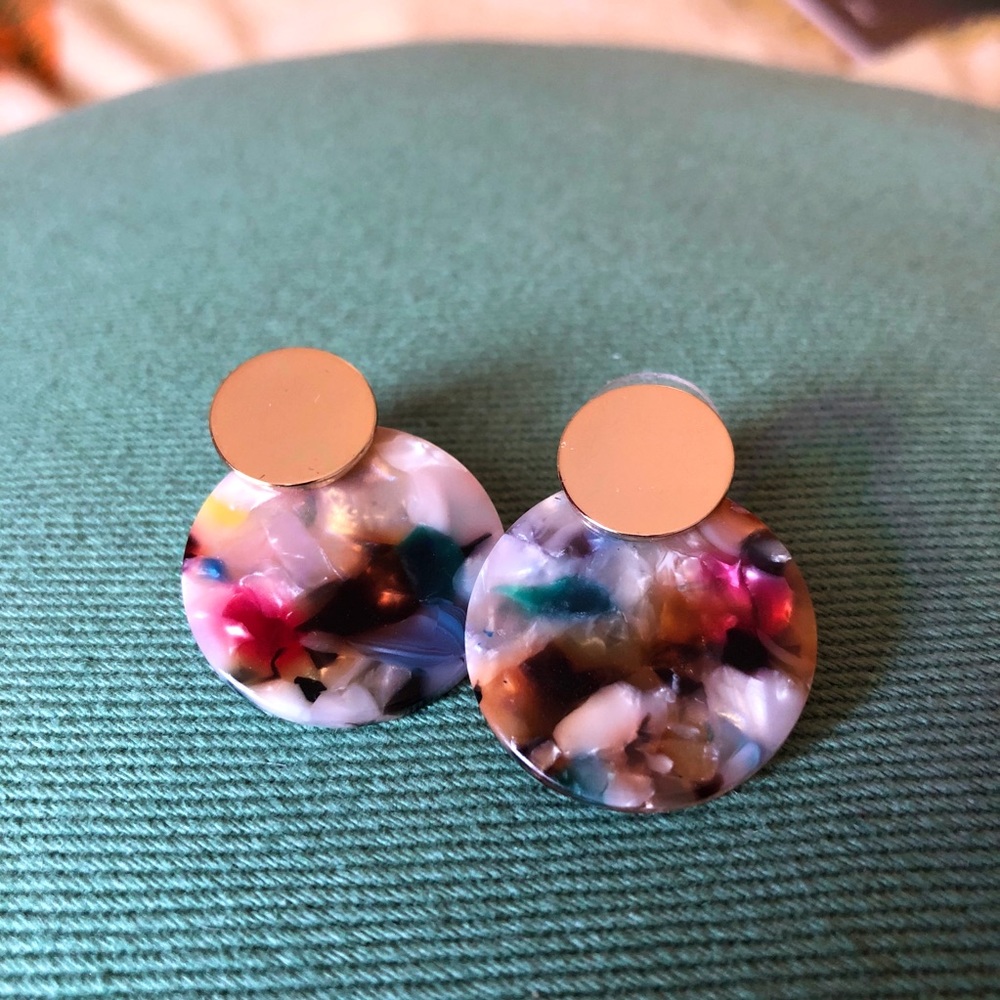 Rainbow Acrylic Resin Statement Earrings